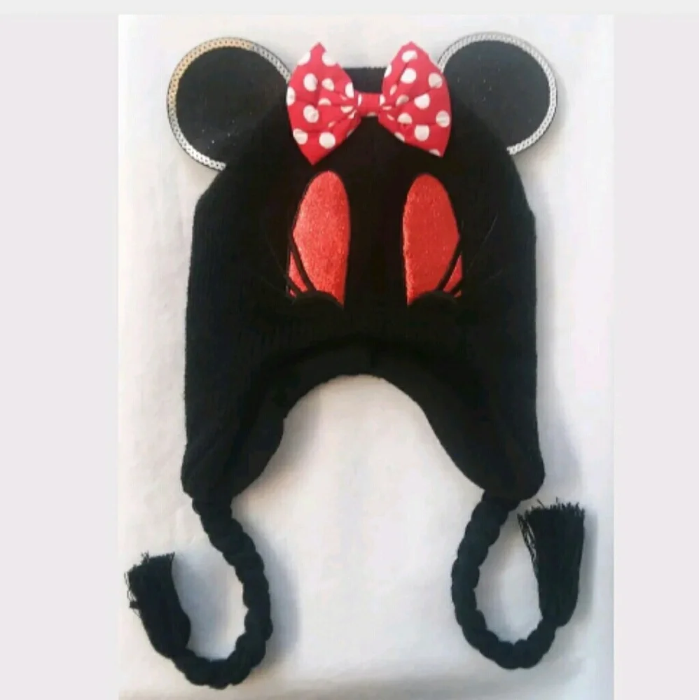 Minnie Mouse Fleece Hat Lined Fun Sparkly Winter Disney Girls